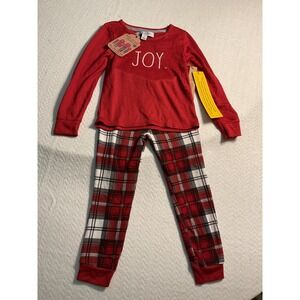 Rae Dunn Family Pajamas 3T Red Plaid Joy‎ Holiday Christmas PJs Set